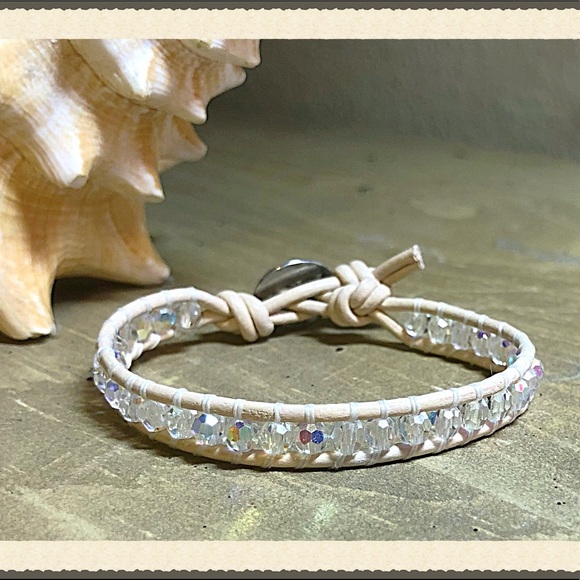 Blush Leather Swarovski Crystal Wrap - Picture 3 of 8